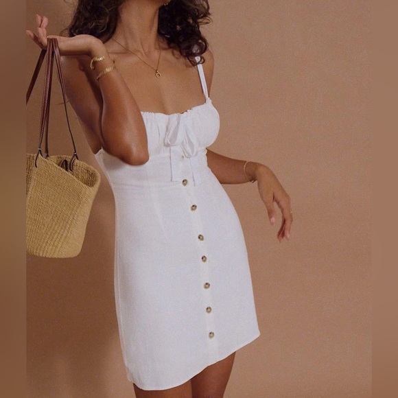 Darling Linen Plain Mini Dress - Picture 1 of 2